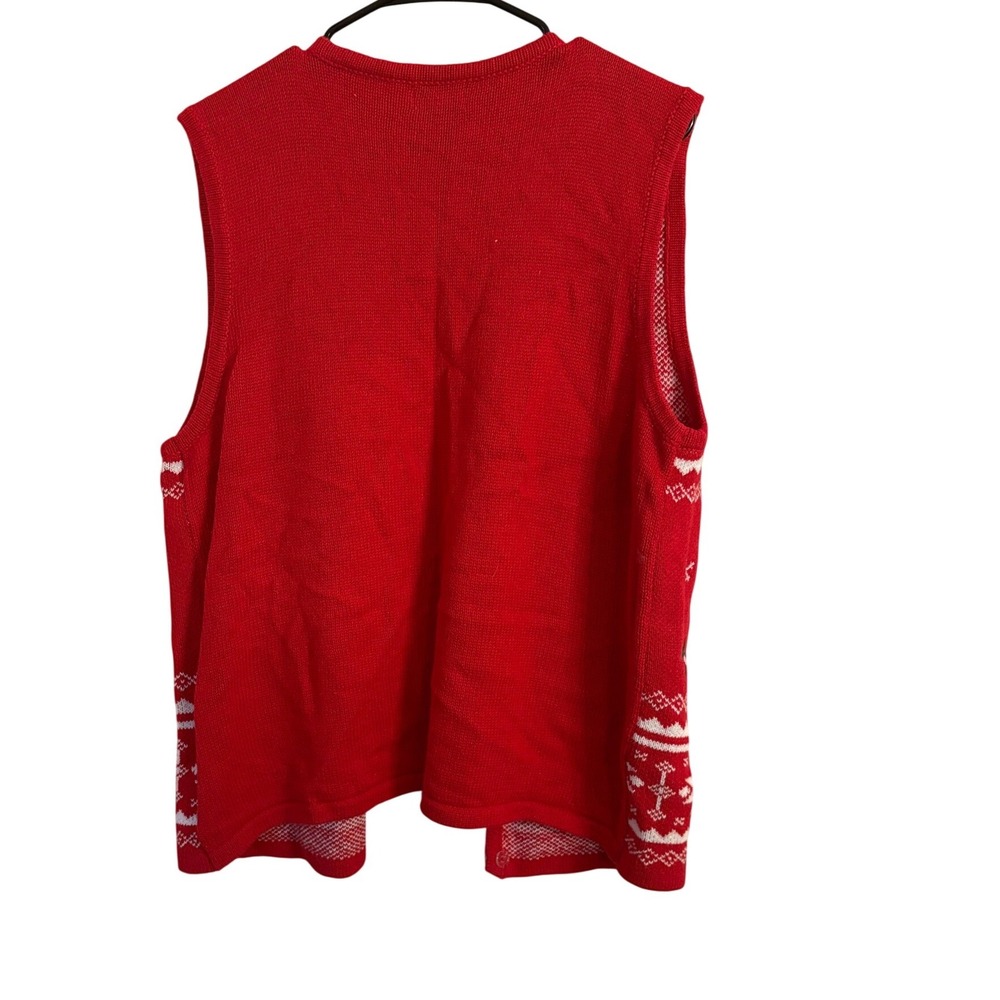 Laura Scott Red Fair Isle Christmas Sweater Vest Womens XL‎ Holiday Candy Cane - Picture 3 of 6